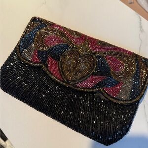 Vintage Elegant Multicolor Beaded Clutch/ La Regale